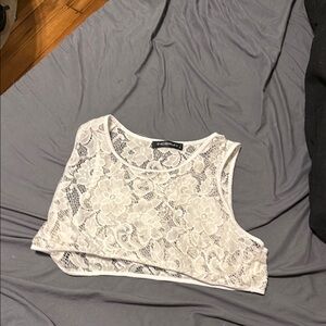 Cream Asymmetrical Sleeveless Crop Tank